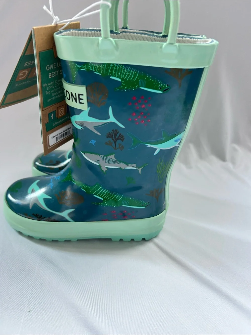 Kids Teal Shark Rain Boots size 7